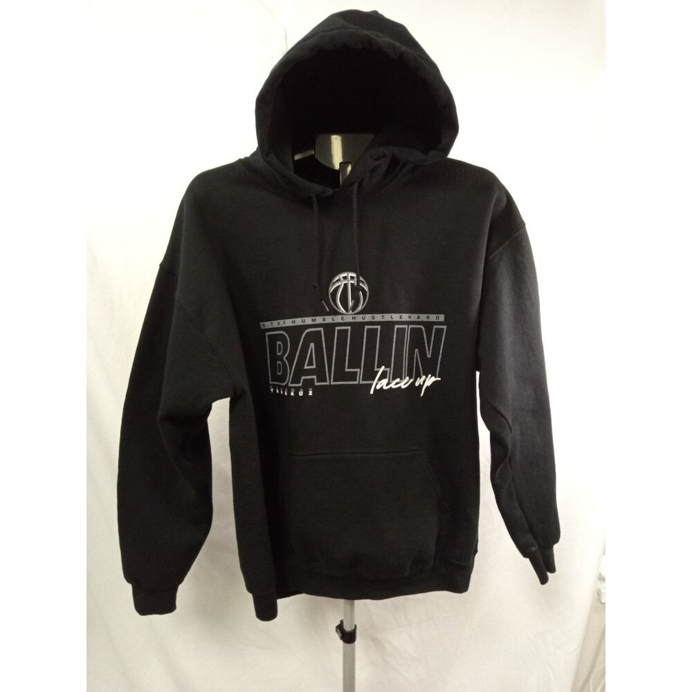 Gameday Threadz Men's Black Basketball Ballin' Lace Up Sweatshirt Size Large